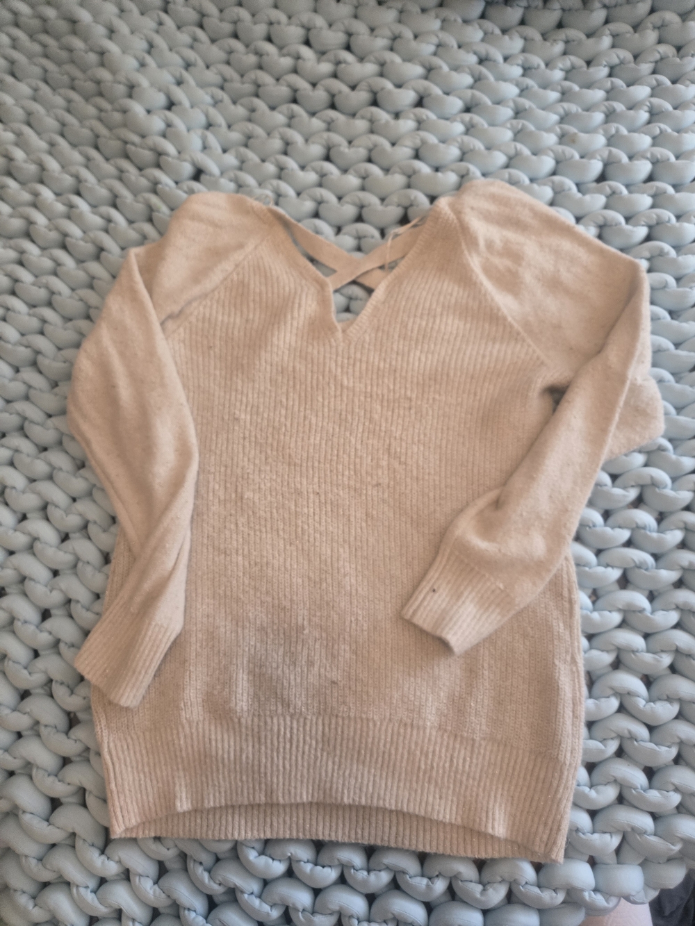 Jessica Simpson Maternity Cream Crisscross V-Neck Sweater